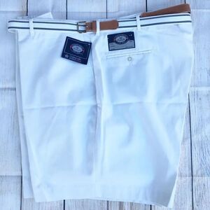 Knightsbridge White W/Belt Shorts Flat Front 50